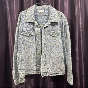 Jess Lea leopard denim jacket Sz L. Only wore once. Bought new from a boutique.